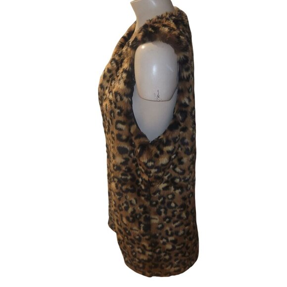 Leopard Print Faux Fur Vest With Satin Lining By Forever 21 Size L - Picture 2 of 7